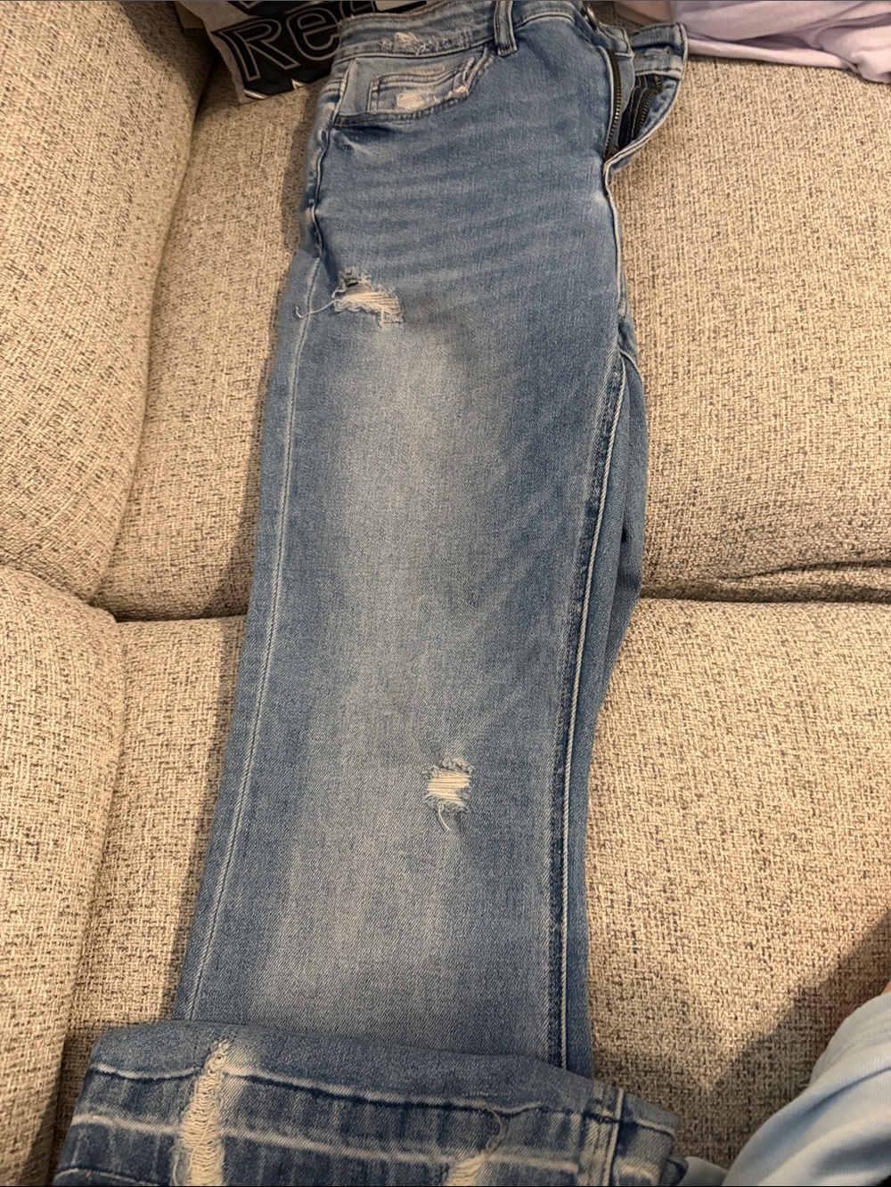 Light Blue Distressed Wide Leg Jeans for Women